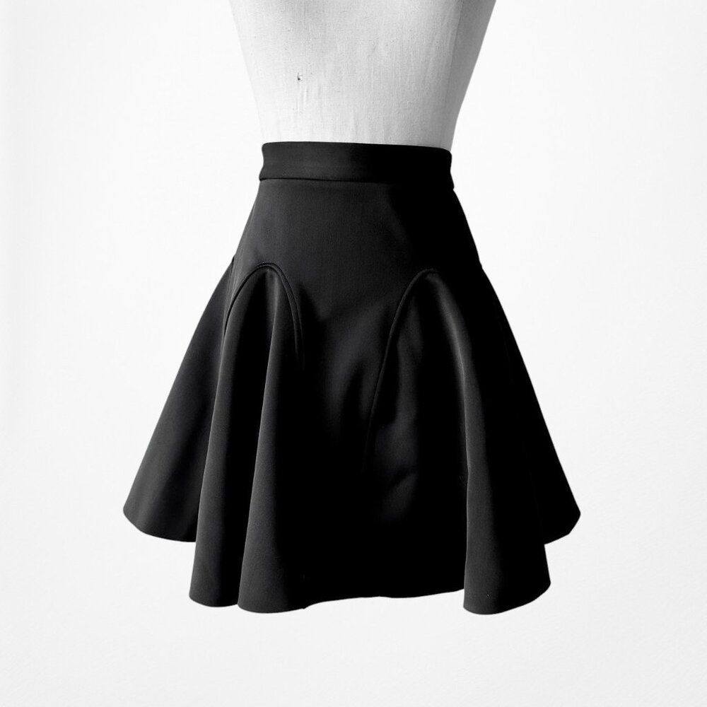 Vintage Y2K 90s Black High Waisted Pleated Mini Flared Skater Skirt Size XS/S - Picture 4 of 6